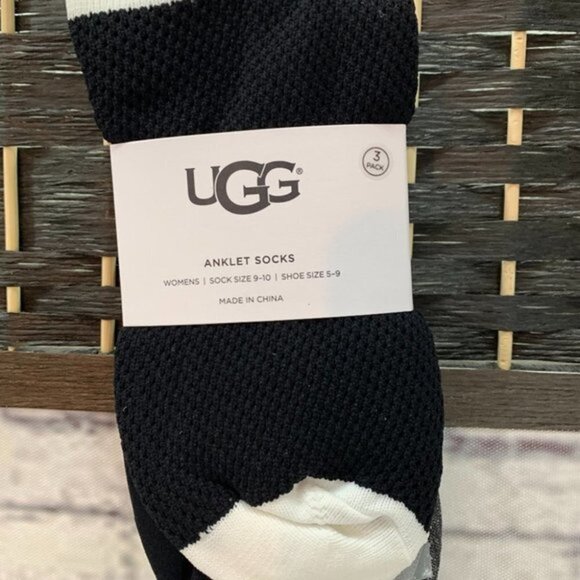 Ugg Australia Varsity Trim-Fishnet-Metallic Slouchy Ankle Crew 3-Pack Sock Set - Picture 2 of 5